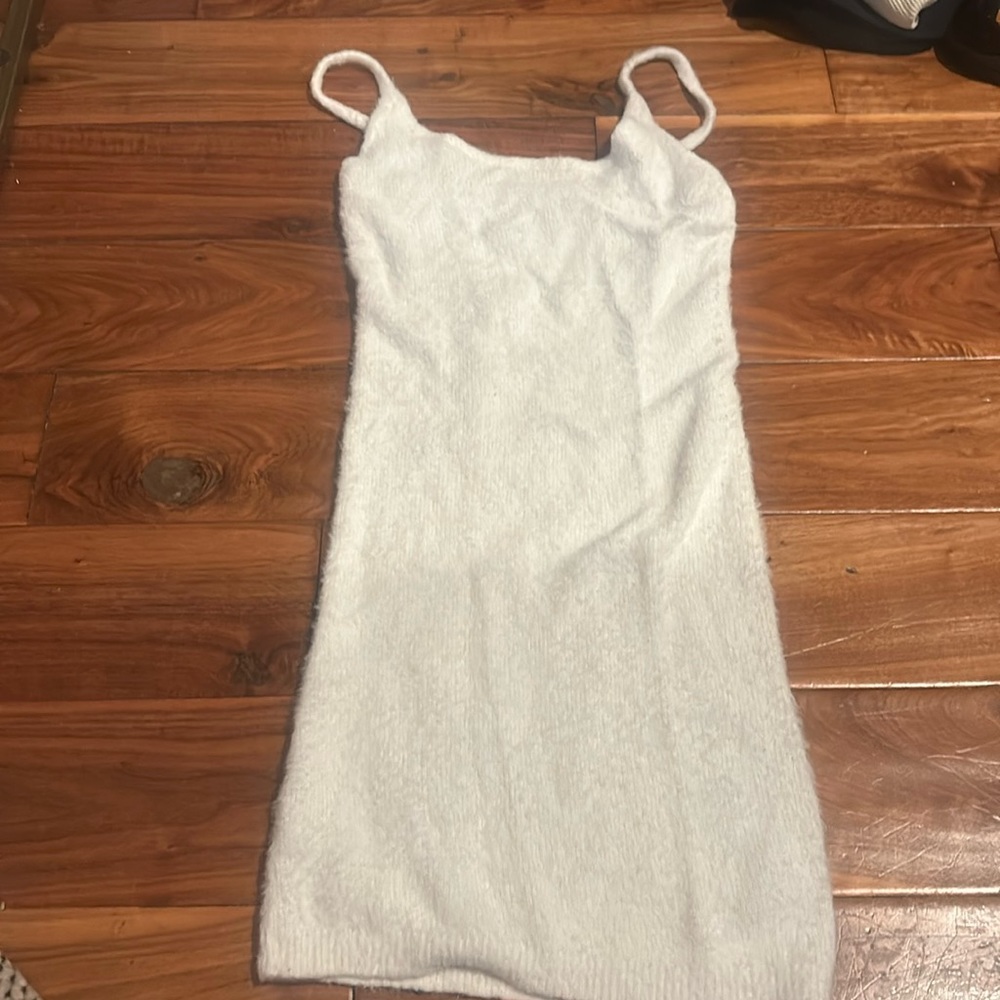 White fuzzy dress